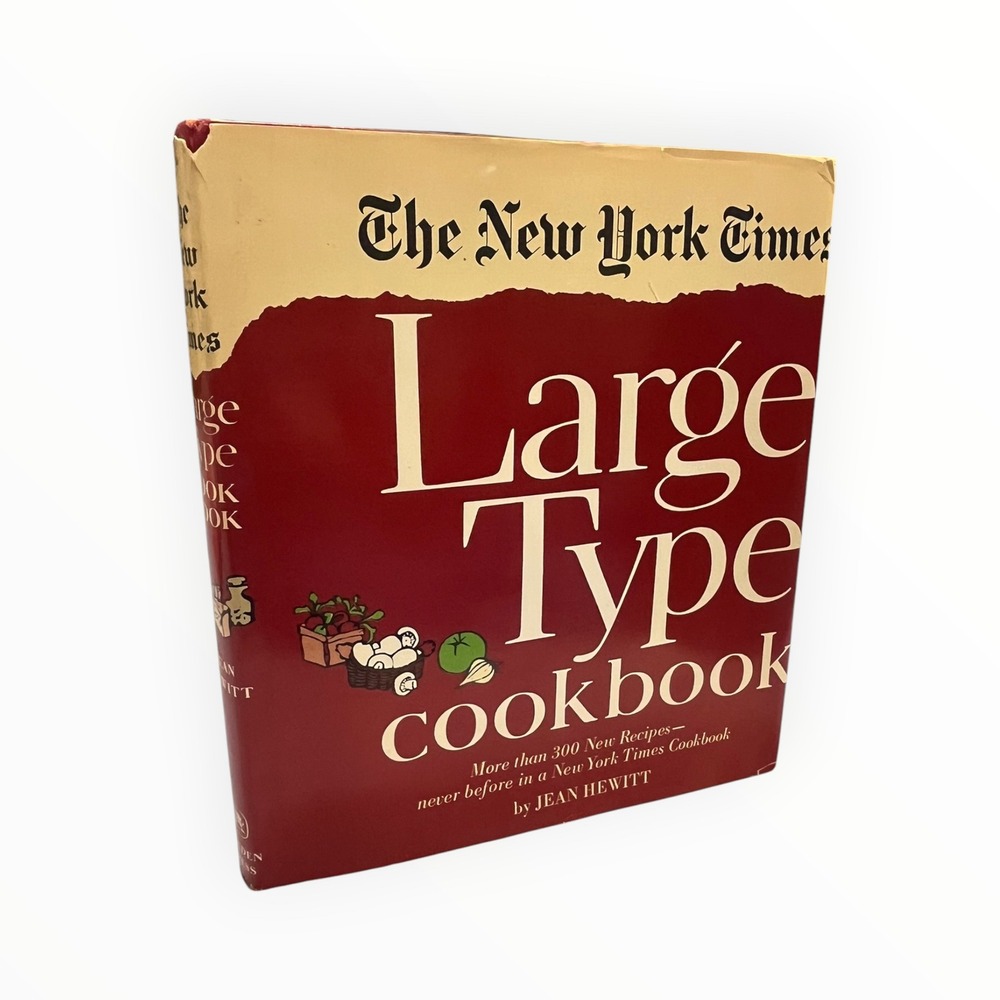 The New York Times Large Type Cookbook Jean Hewitt 1968 Vintage Hardcover Book